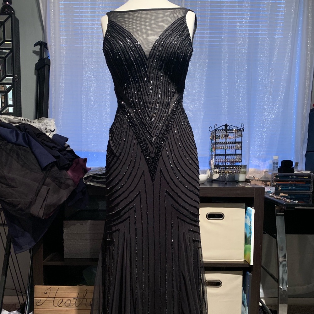 Formal all over beaded dress with keyhole back